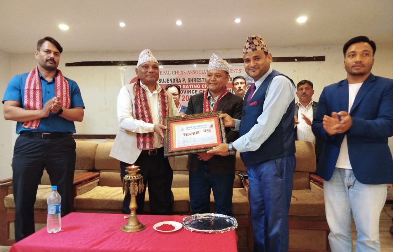 बुद्धिचाल च्याम्पियन आदर्श माविलाई लुम्बिनी प्रदेश सरकारको सम्मान पत्र