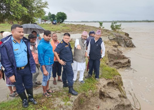 नरैनापुरको बाढी प्रभावित क्षेत्रको अनुगमन