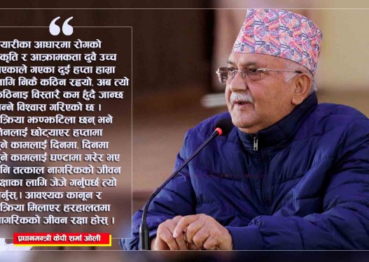 झण्झटिला प्रक्रिया छोट्याएर नागरिकको जीवन रक्षा गर्नुस्ः प्रधानमन्त्री